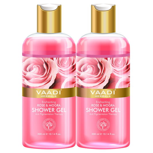 Enchanting Organic Rose & Mogra Shower Gel - Skin Brightening Therapy - Reduce Spots & Patches (2 x 300 ml / 10.2 fl oz)