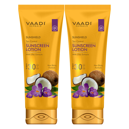 Sunscreen Lotion SPF 30 wth Lilac Extract - Anti oxidant Rich - Long Lasting - Protects from Sun Tan (2 x 110 ml / 4 fl oz)