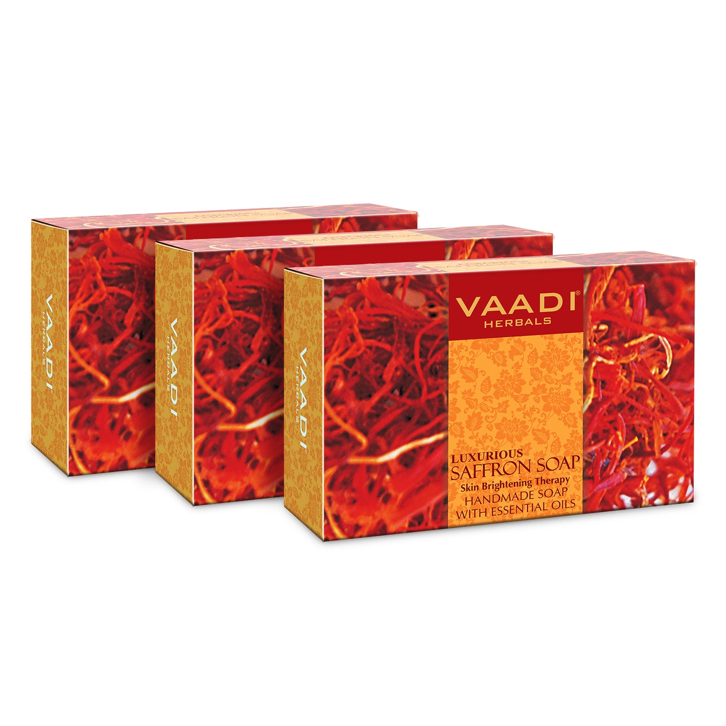 Luxurious Organic Saffron Soap - Skin Brightening Therapy - Evens Skin Tone - Reduce Marks ( 3 x 75 gms / 2.7 oz)