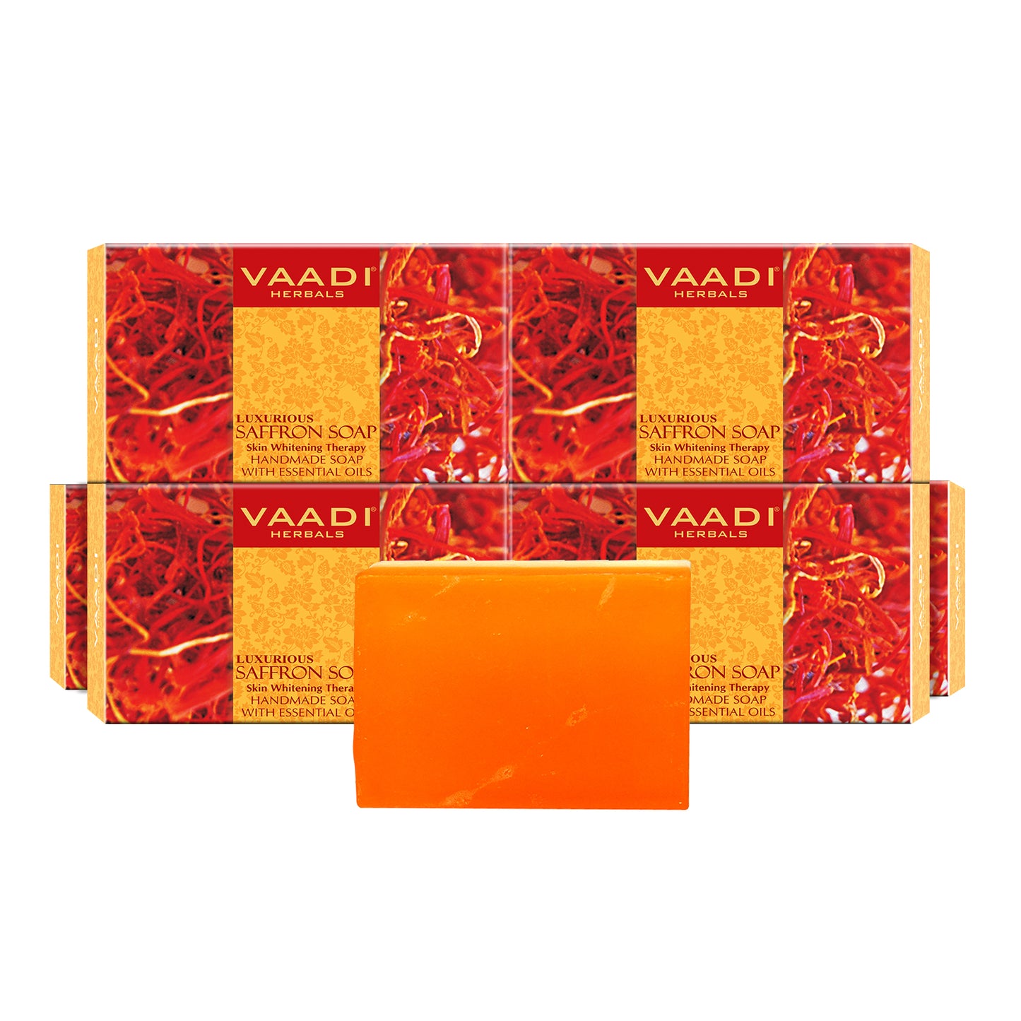 Luxurious Organic Saffron Soap - Skin Brightening Therapy - Evens Skin Tone - Reduce Marks ( 6 x 75 gms / 2.7 oz)