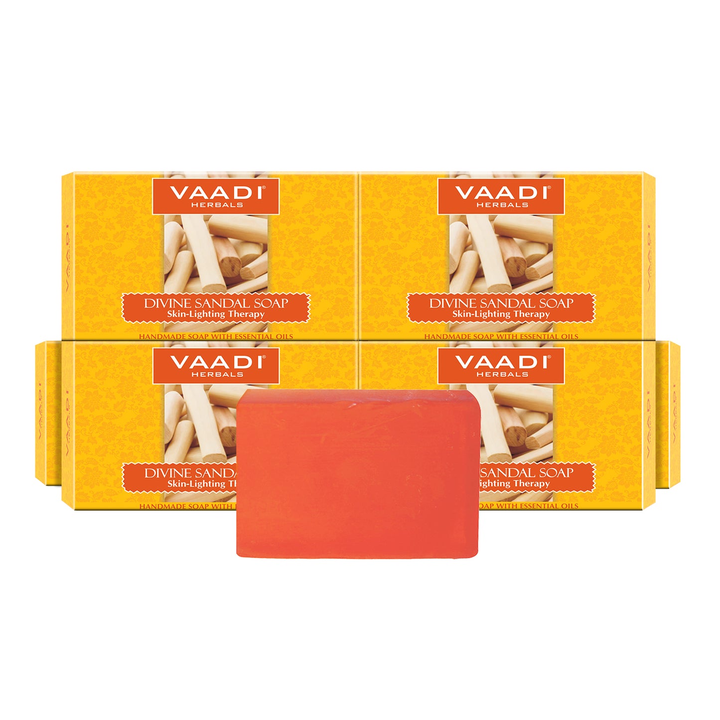 Divine Sandal Soap with Turmeric - Skin Brightening Therapy - Reduce Tan & Blemishes (6 x 75 gms / 2.7 oz)