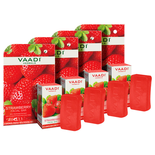 Strawberry Facial Bar with Grapeseed Extract - Anti Ageing - Reduces Pigmentation (4 x 25 gms/0.9 oz)
