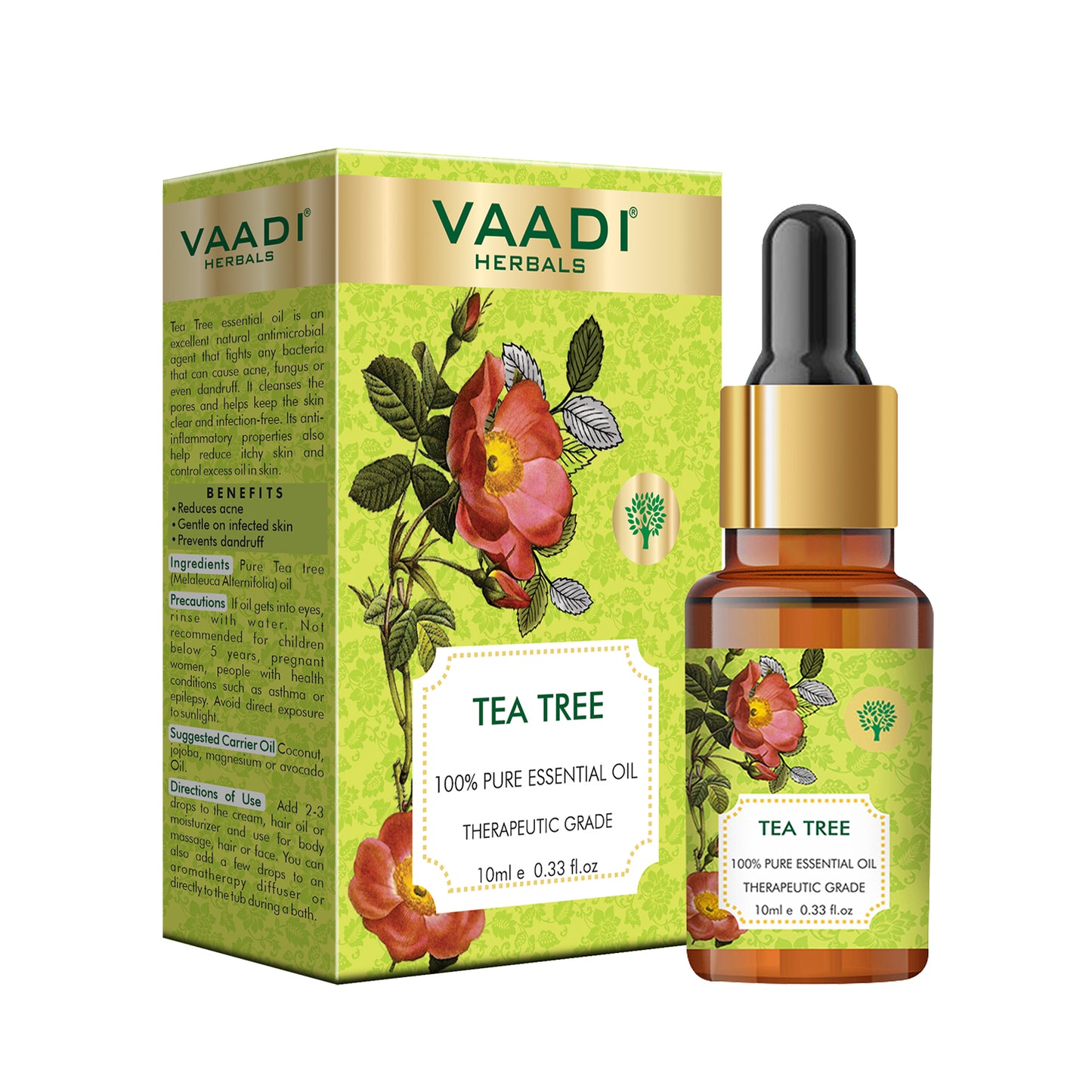 Tea Tree Essential Oil - Reduces Acne, Prevents Dandruff & Hairfall (10 ml/ 0.33 oz)
