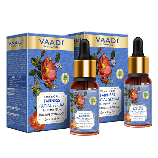Pack of 2 Vitamin C Fairness Facial Serum - Brightens Skin, Lightens Complexion, Protects from Sun Damage (2 x 10 ml/ 0.33 oz)