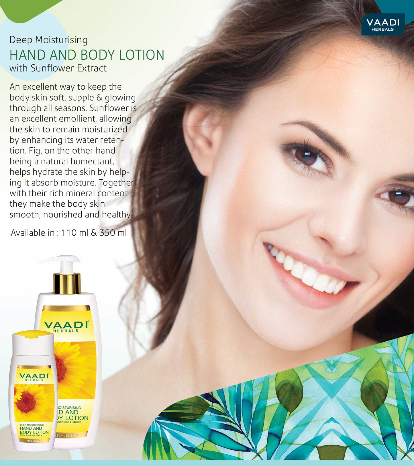 Organic Hand & Body Lotion with Sunflower Extract - Enhances Water Retention in Skin - Keeps Skin Soft (110 ml/4 fl oz)