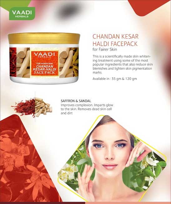 Organic Saffron Sandalwood Fairness Face Pack - Removes Marks and Lightens Skin Tone - Repairs and Protects Skin (600 gms /21.2 oz)