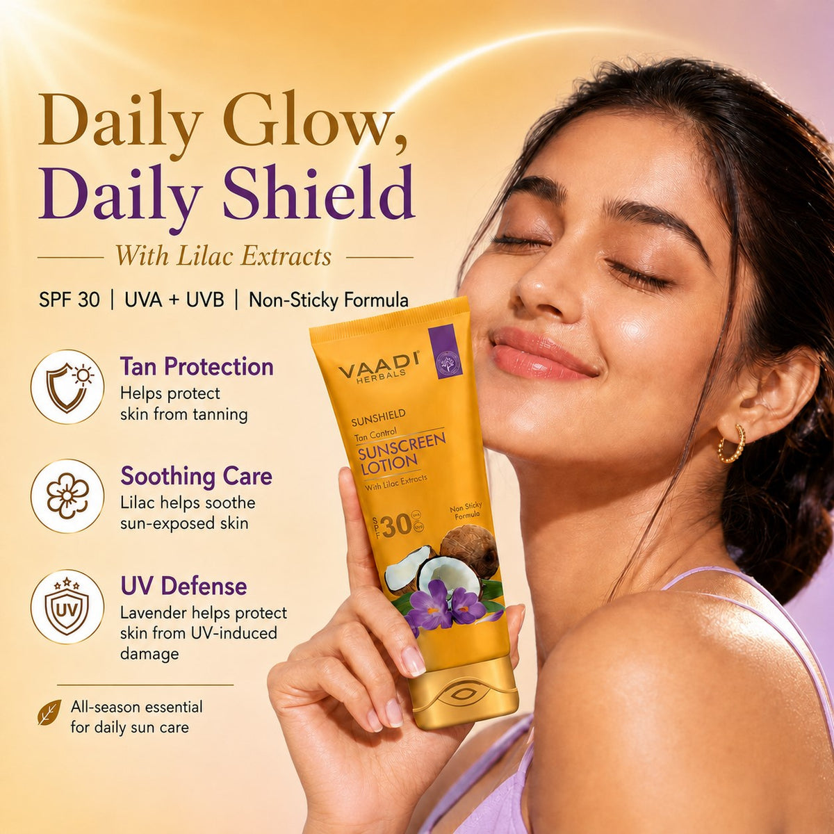 Sunscreen Lotion SPF 30 wth Lilac Extract - Anti oxidant Rich - Long Lasting - Protects from Sun Tan (2 x 110 ml / 4 fl oz)
