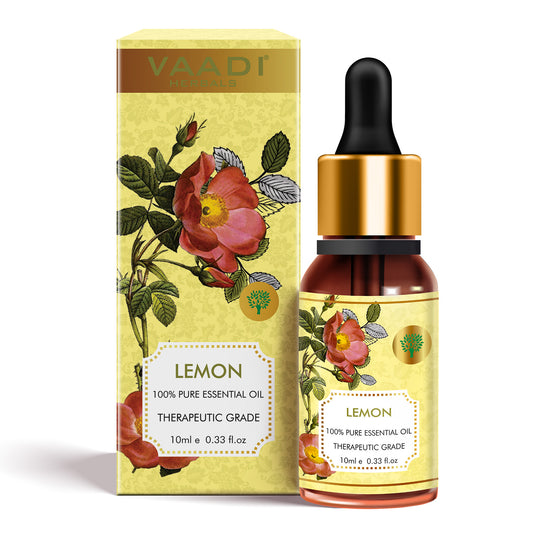 Lemon Essential Oil - Lightens Skin, Reduces Dandruff, Uplifts Mood - 100% Pure Therapeutic Grade (10 ml/ 0.33 oz)
