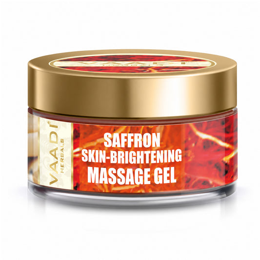 Saffron Skin Brightening Massage Gel with Basil Oil & Shea Butter - Improves Complexion - Reduces Puffiness ( 50 gms/2 oz)