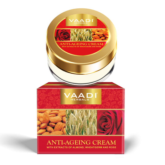 Anti Ageing Cream with Almond, Wheatgerm - Boosts Collagen & Delays Wrinkles - Keeps Skin Soft & Youthful (30 gms / 1.1 oz)