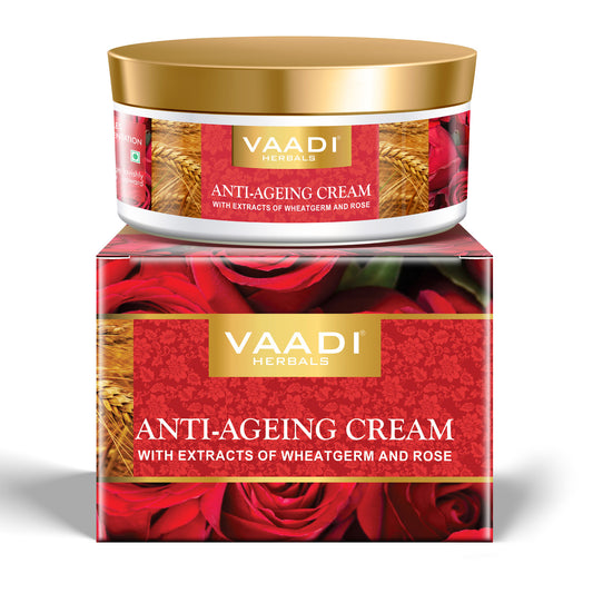 Organic Anti Ageing Cream with Almond, Wheatgerm - Boosts Collagen & Delays Wrinkles - Keeps Skin Soft & Youthful (150 gms / 5.3 oz)