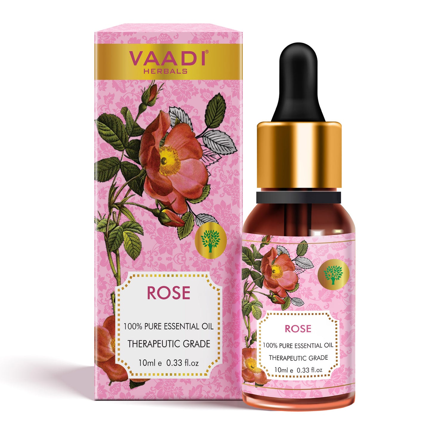 Organic Rose Essential Oil - Improves Complexion, Evens Skin Tone - 100% Pure Therapeutic Grade (10 ml/ 0.33 oz)