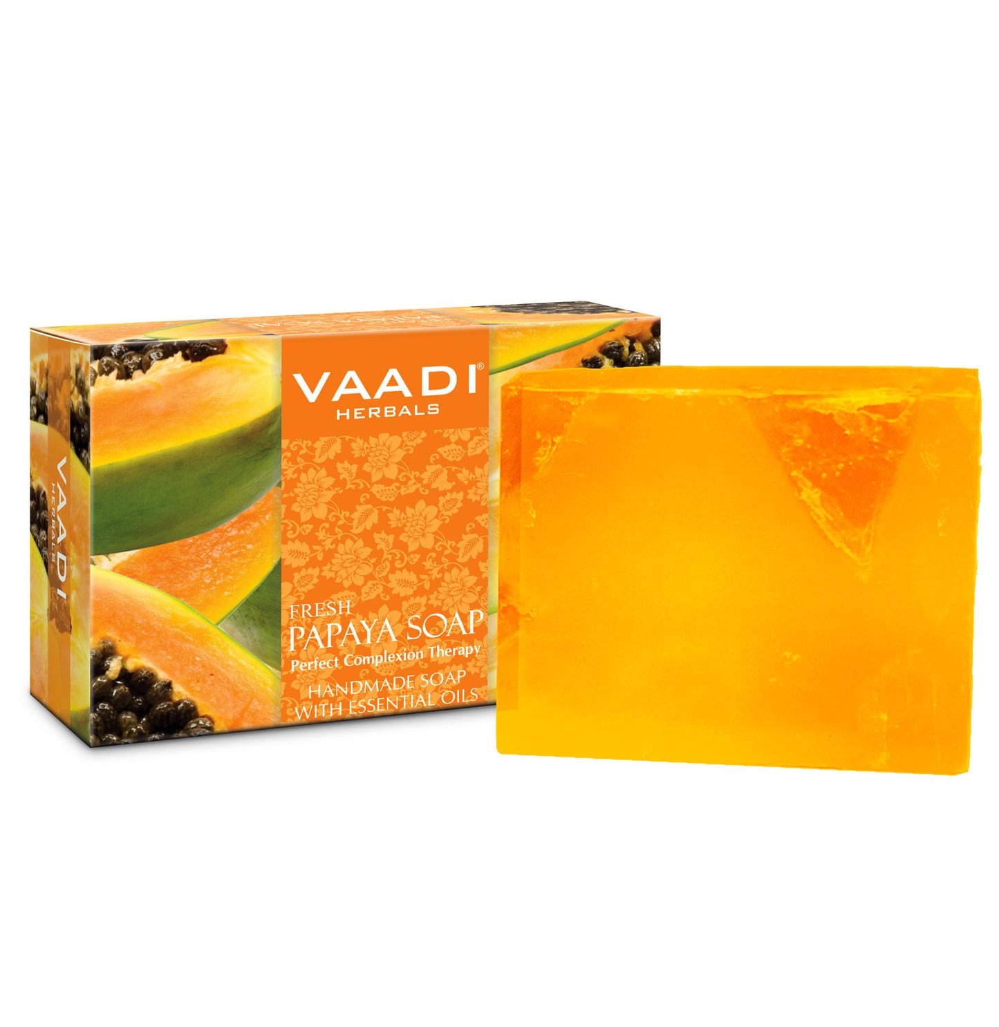 Organic Fresh Papaya Soap - Clears Impurities off Skin - Lightens Skin Tone - Gives a Natural Glow (75 gms / 2.7 oz)