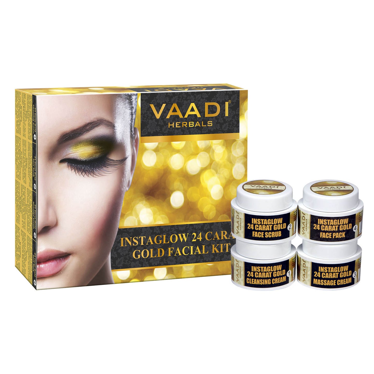 Organic 24 Carat Gold Facial Kit with Gold Leaves, Marigold & Wheatgerm Oil, Lemon Peel - Brightens Skin and Gives Glow (70 gms/2.5 oz)