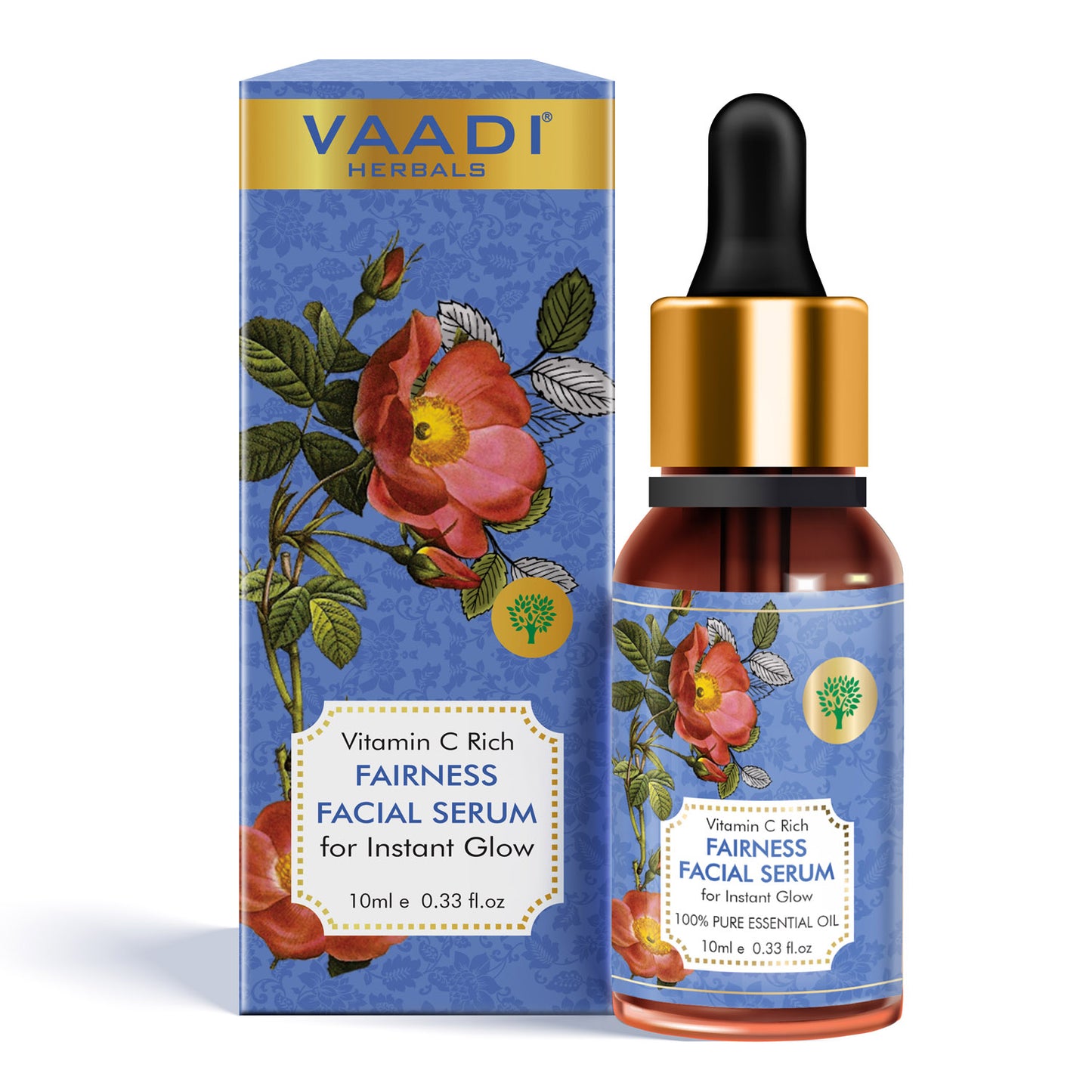 Organic Vitamin C Fairness Facial Serum - Brightens Skin, Lightens Complexion, Protects from Sun Damage (10 ml/ 0.33 oz)