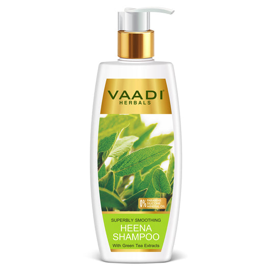 Superbly Smoothing Heena Shampoo with Green Tea Extract - Controls Dry Frizzy Hair - Strengthens Hair (350 ml/12 fl oz)