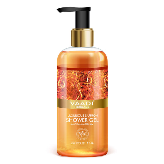 Luxurious Organic Saffron Shower Gel - Skin Brightening Therapy - Reduces Pigmentation Marks (300 ml / 10.2 fl oz)