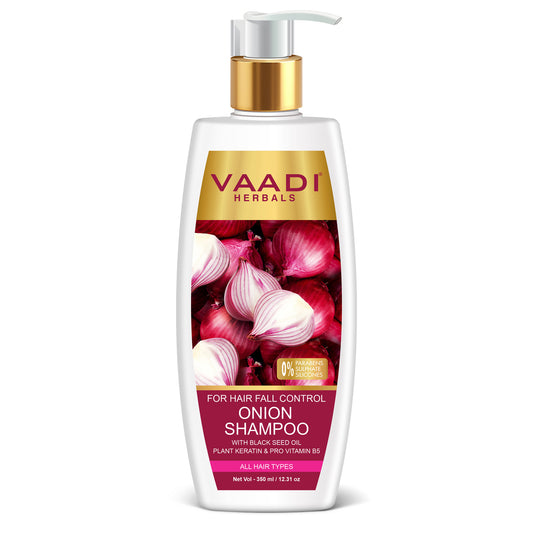 Hair-Fall Control Onion Shampoo With Black Seed Oil, Plant Keratin & Pro Vitamin B5 Suitable For All Hair Types ( 350ml / 12 fl oz)