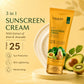 Sunscreen Cream SPF 25 with Kiwi & Avocado Extract - Protects & Nourishes Skin - Enhances Complexion (3 x 110 gms / 4 oz)