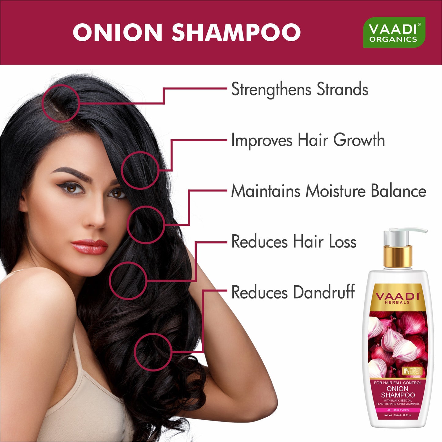 Hair-Fall Control Onion Shampoo With Black Seed Oil, Plant Keratin & Pro Vitamin B5 Suitable For All Hair Types ( 350ml / 12 fl oz)