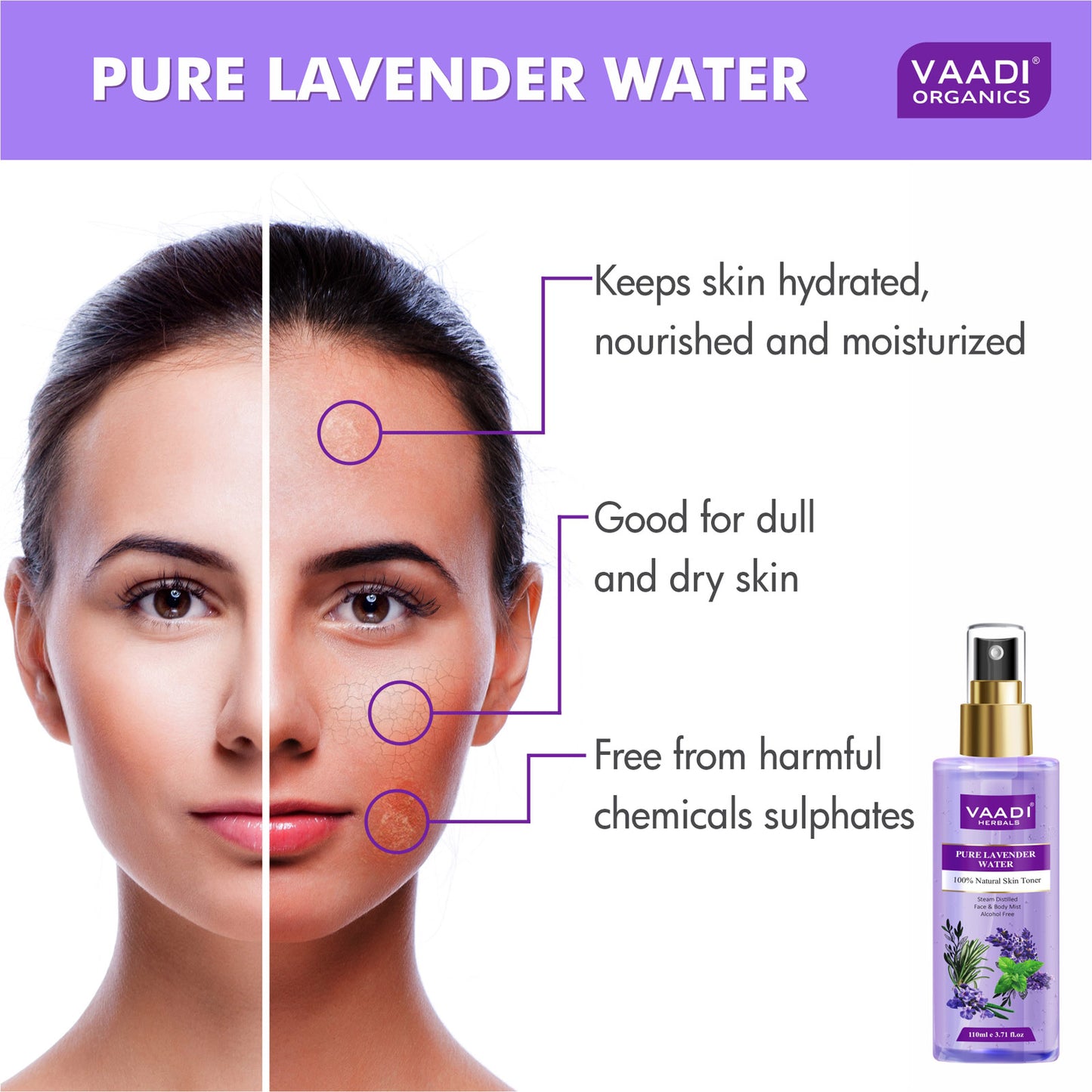 Lavender Water - 100% Natural & Pure Skin Toner (3 x 110 ml / 4 fl oz)