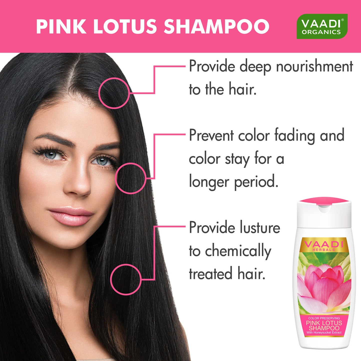 Color Preserving Organic Pink Lotus Shampoo with Honeysuckle Extract - Nourishes Treated Hair - Moisturizes Hair (3 x 110ml / 4 fl oz)