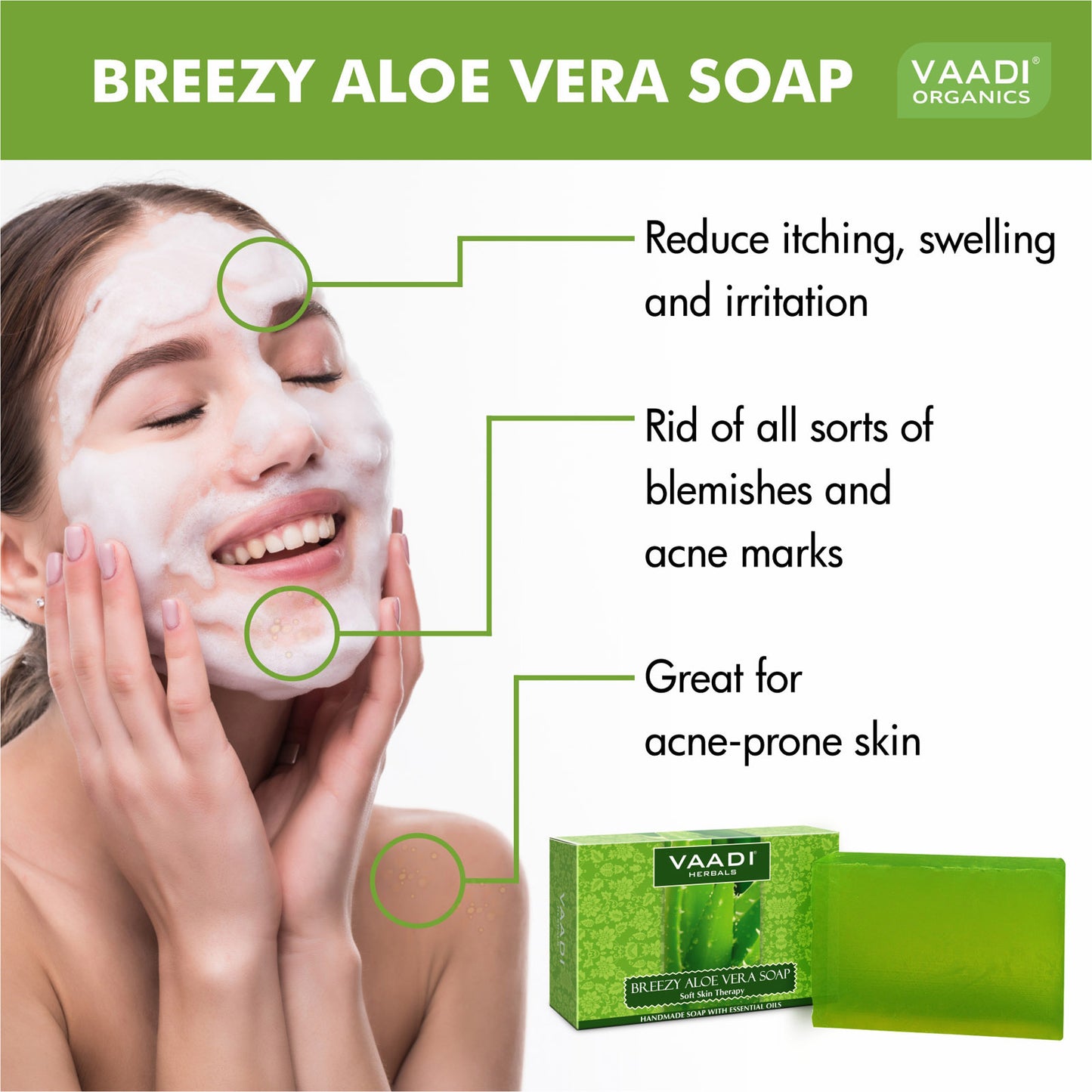 Breezy Organic Aloe Vera Soap with Honey - Anti Infective Therapy - Cleanses & Soothes Skin (75 gms / 2.7 oz)