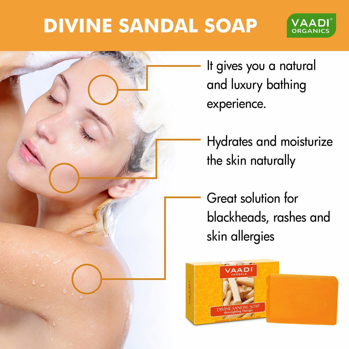 Divine Sandal Soap with Turmeric - Skin Brightening Therapy - Reduce Tan & Blemishes (75 gms / 2.7 oz)