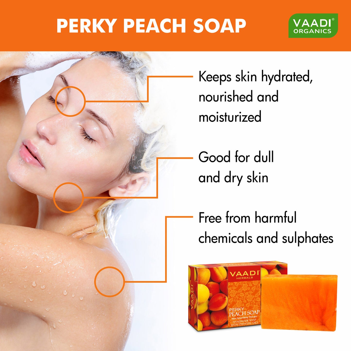 Organic Perky Peach Soap with Almond Oil - Skin Nourishing - Rehydrates (75 gms / 2.7 oz)