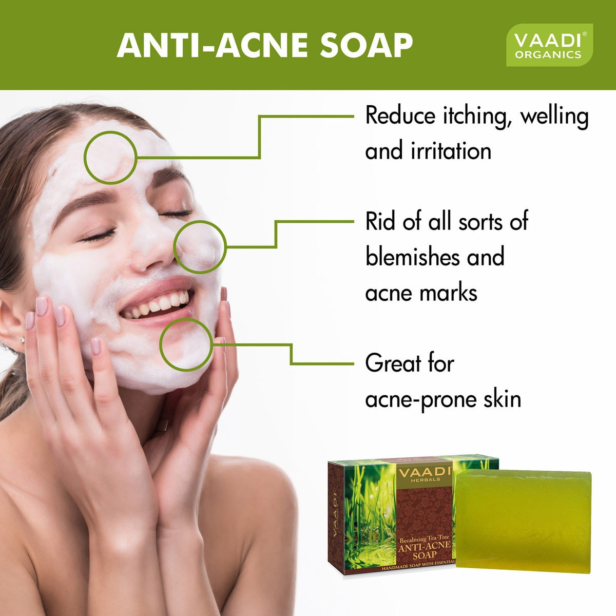 Becalming Tea Tree Soap with Clove Oil - Anti Acne Therapy - Removes Impurities ( 75 gms/ 2.7 oz) (Buy 1 Get 1 Free)