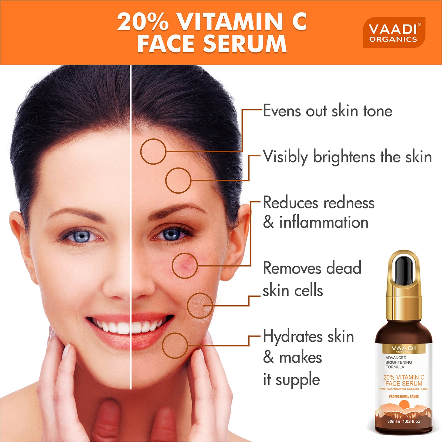 20% Organic Vitamin C Face Serum With Advanced Brightening Formula (30 ml)