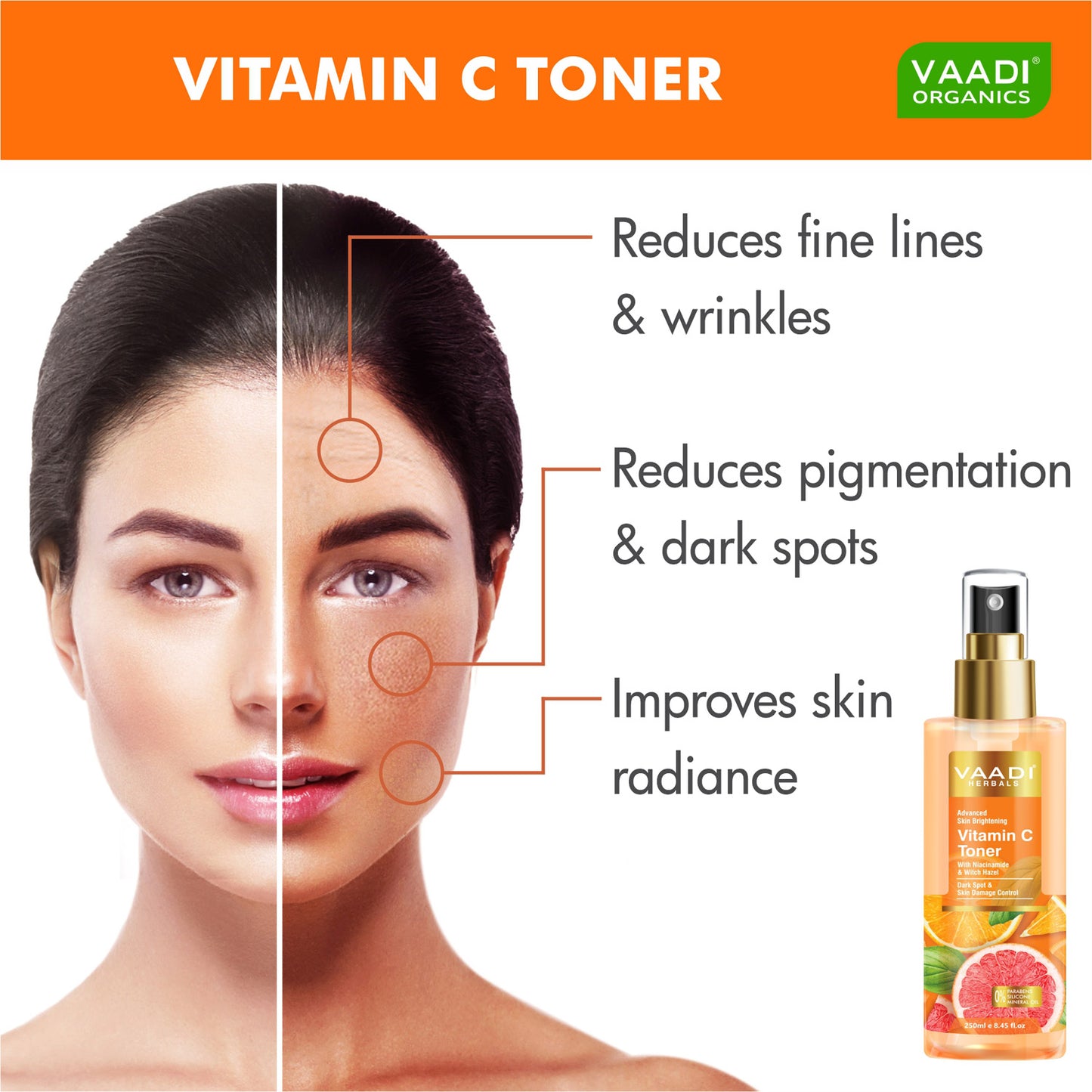 Vitamin C Toner with Niacinamide & Witch Hazel - Dark Spot & Skin Damage Control (250 ml/8.45 fl oz) (Buy 1 Get 1 Free)