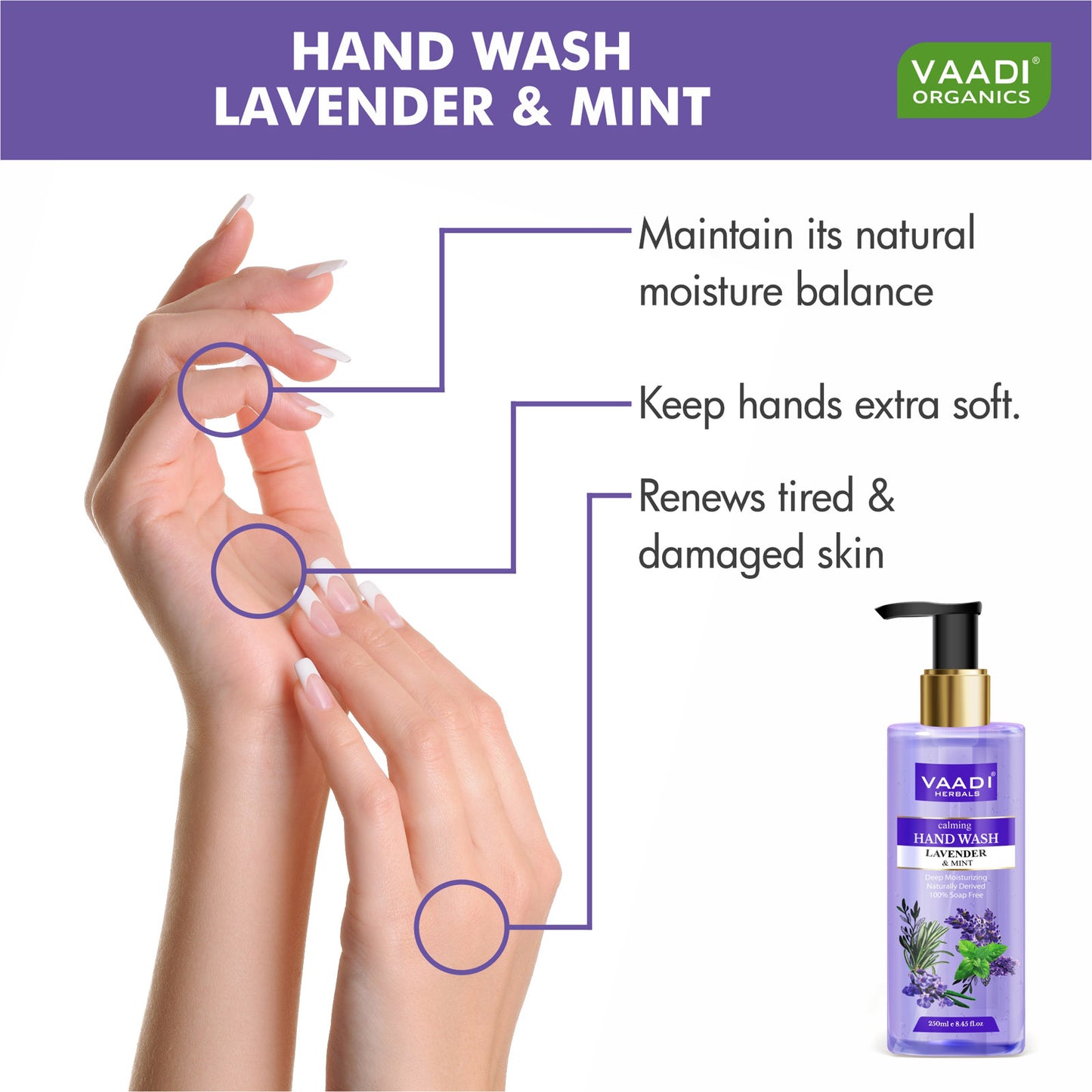 Calming Organic Lavender & Mint Hand Wash - Deep Moisutirizing (250 ml / 8.5 fl oz )