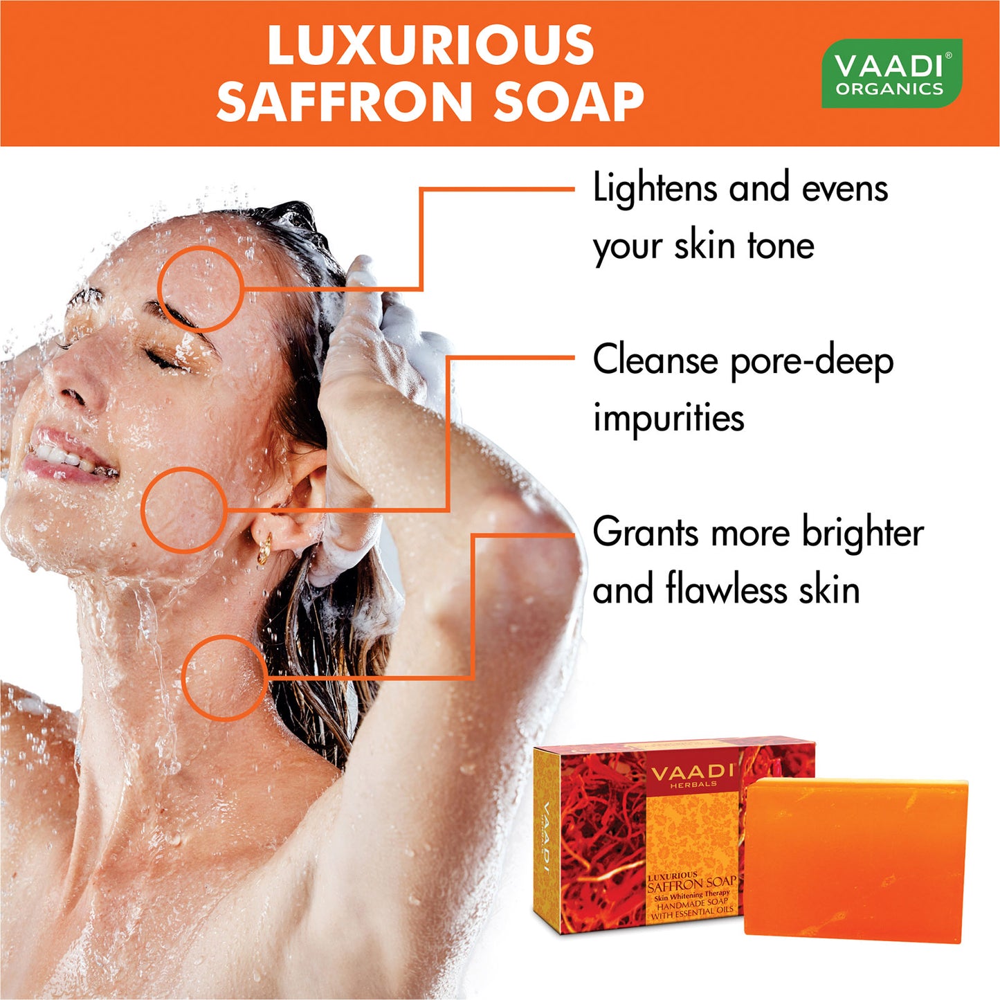 Luxurious Organic Saffron Soap - Skin Brightening Therapy - Evens Skin Tone - Reduce Marks ( 6 x 75 gms / 2.7 oz)