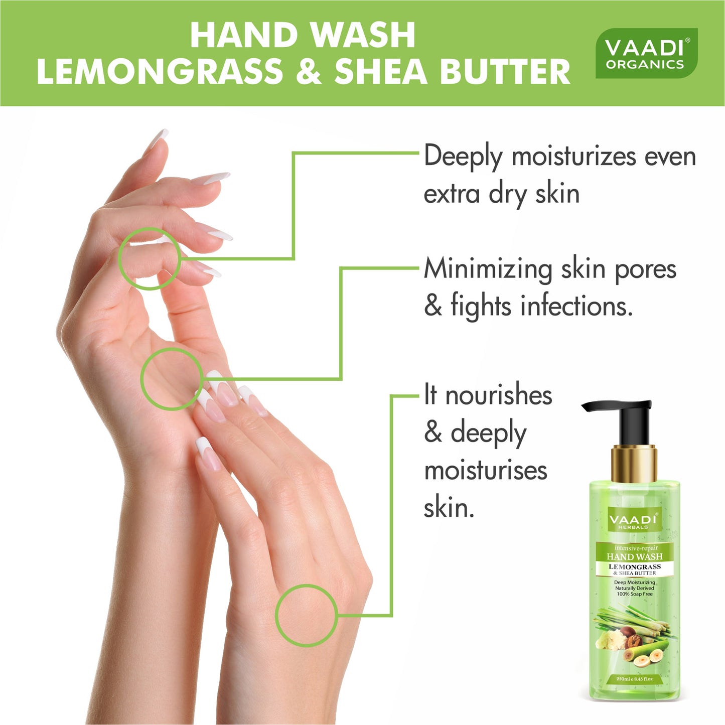 Pack of 2 Intensive-Repair Organic Lemongrass & Shea Butter Hand Wash (2 x 250 ml / 8.5 fl oz )