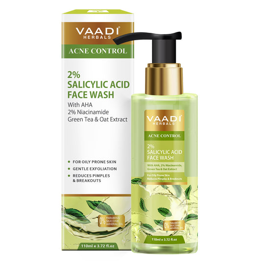 2% Salicylic Acid Face Wash with AHA, Niacinamide| For Oily Skin|Acne Control|Reduces pimples and breakouts| No Parabens, Mineral, Silicone|Face Wash for Women & Men (110 ml)