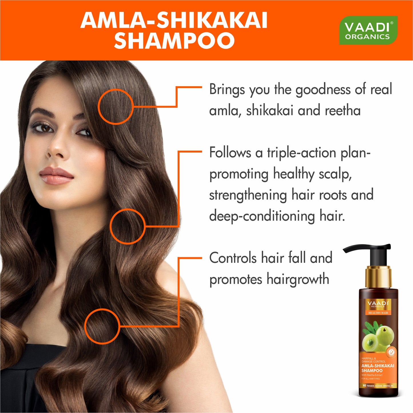 Hairfall & Damage Control Shampoo (Indian Gooseberry Extract) - Promotes Hair Growth - Adds Shine to Hair (3 x 110 ml/4 fl oz)