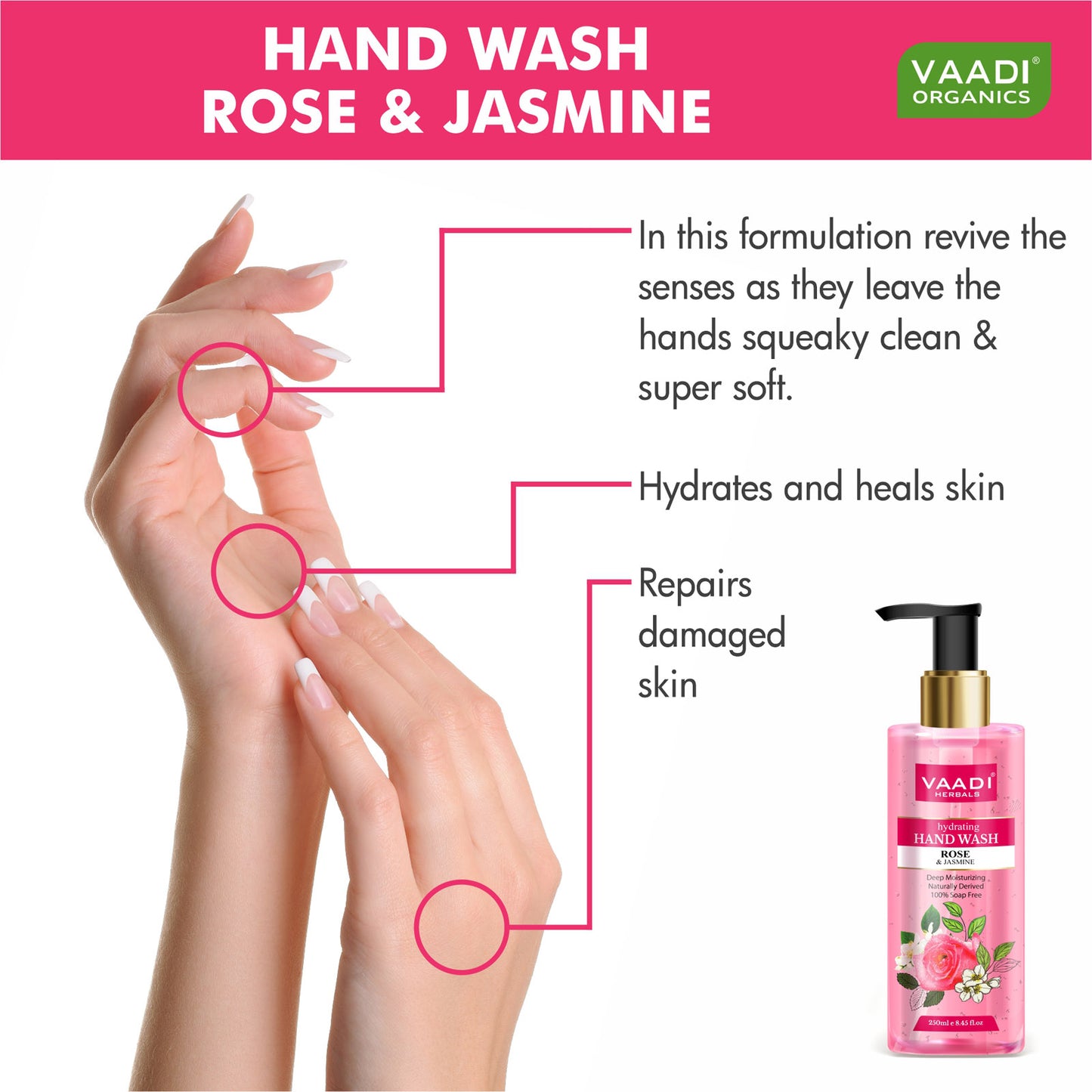 Hydrating Organic Rose & Jasmine Hand Wash (250 ml / 8.5 fl oz )