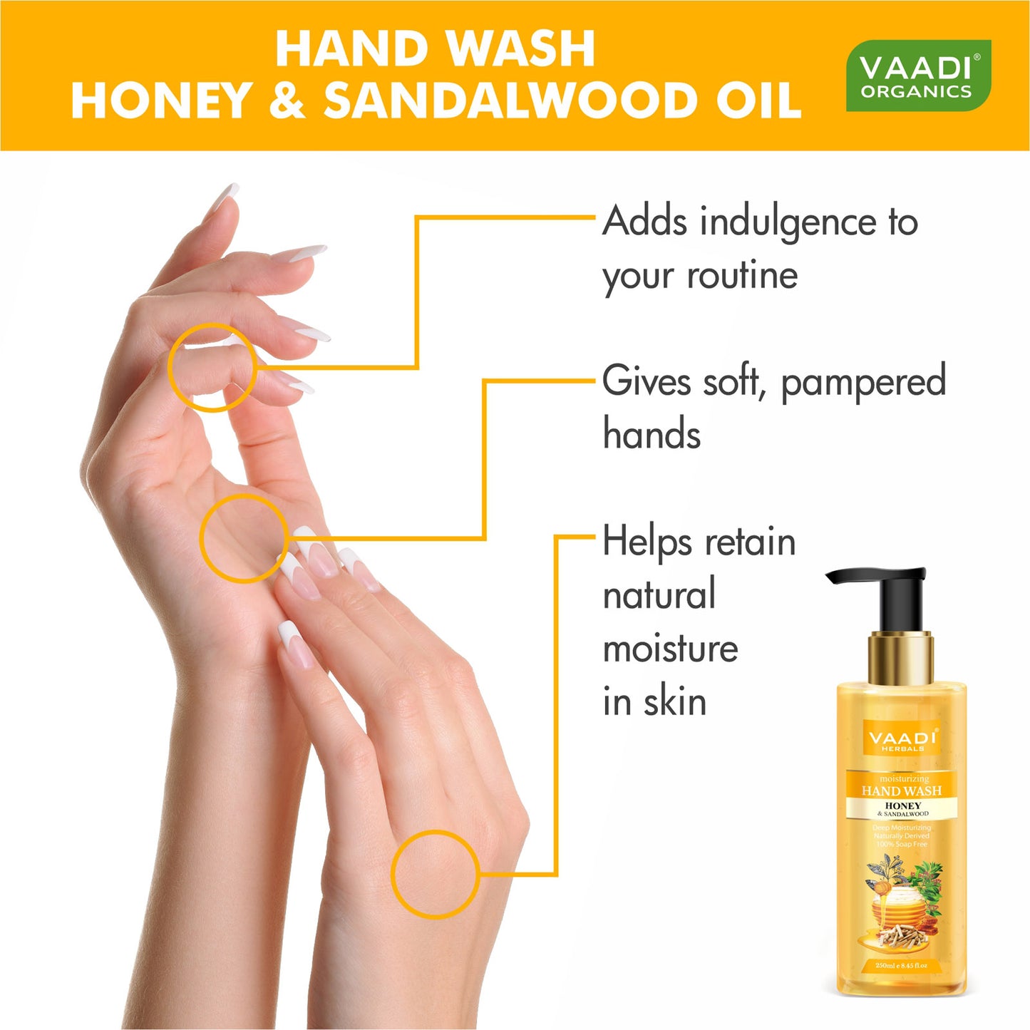 Deep Moisturizing Organic Honey & Sandal Hand Wash (250 ml / 8.5 fl oz )