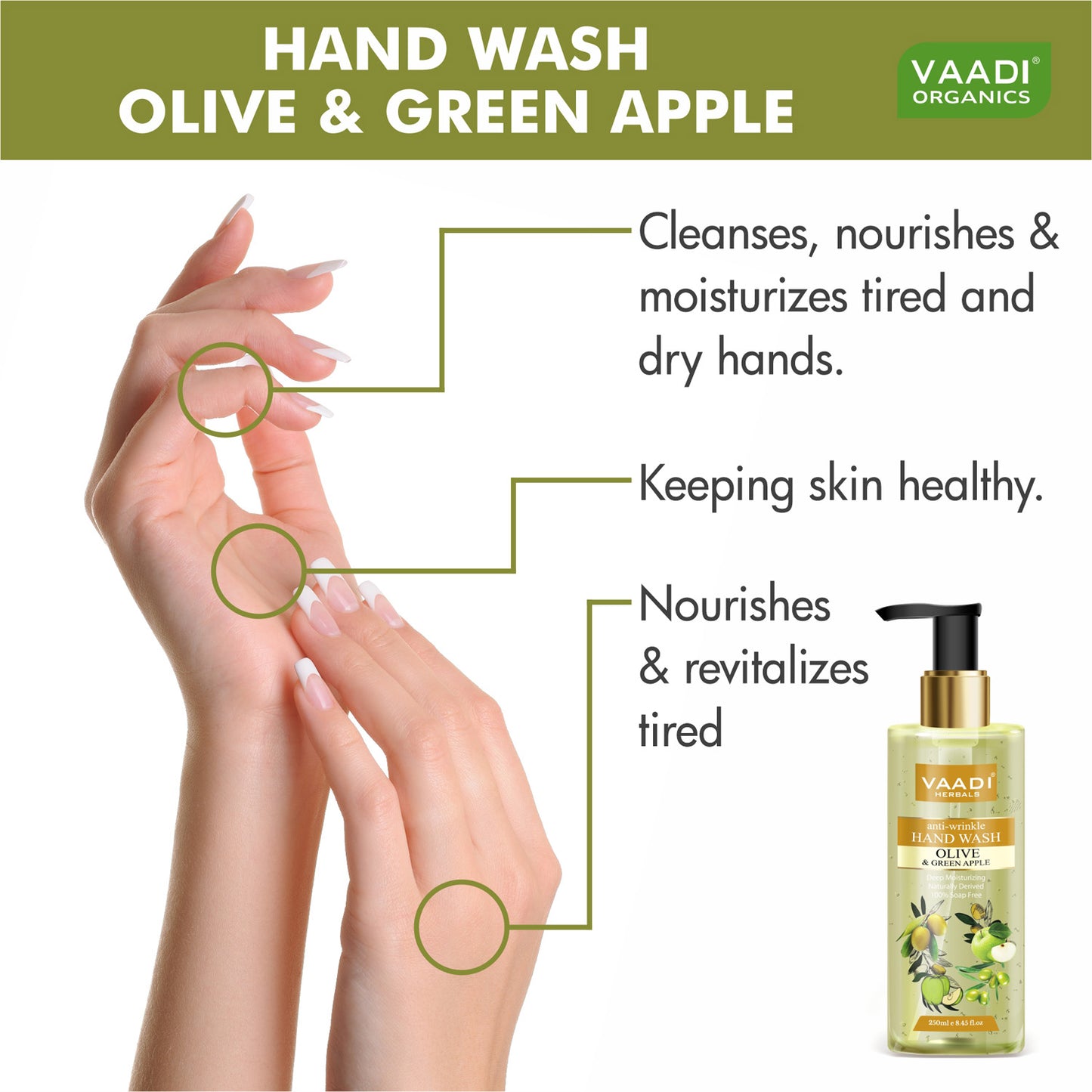 Anti-Wrinkle Olive and Green Apple Hand Wash (250 ml / 8.5 fl oz )