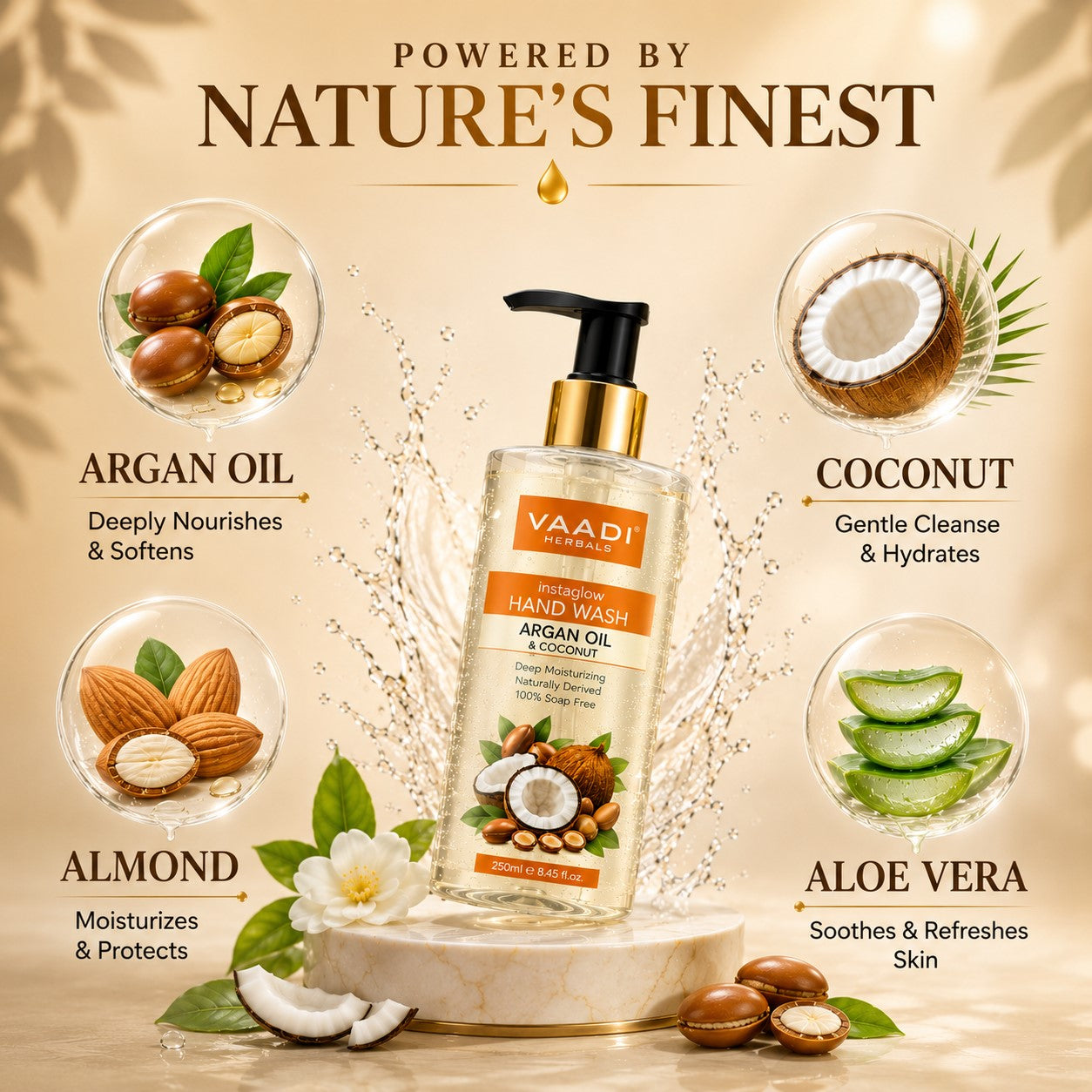 Instaglow Argan Oil & Coconut Hand Wash (250 ml / 8.5 fl oz )