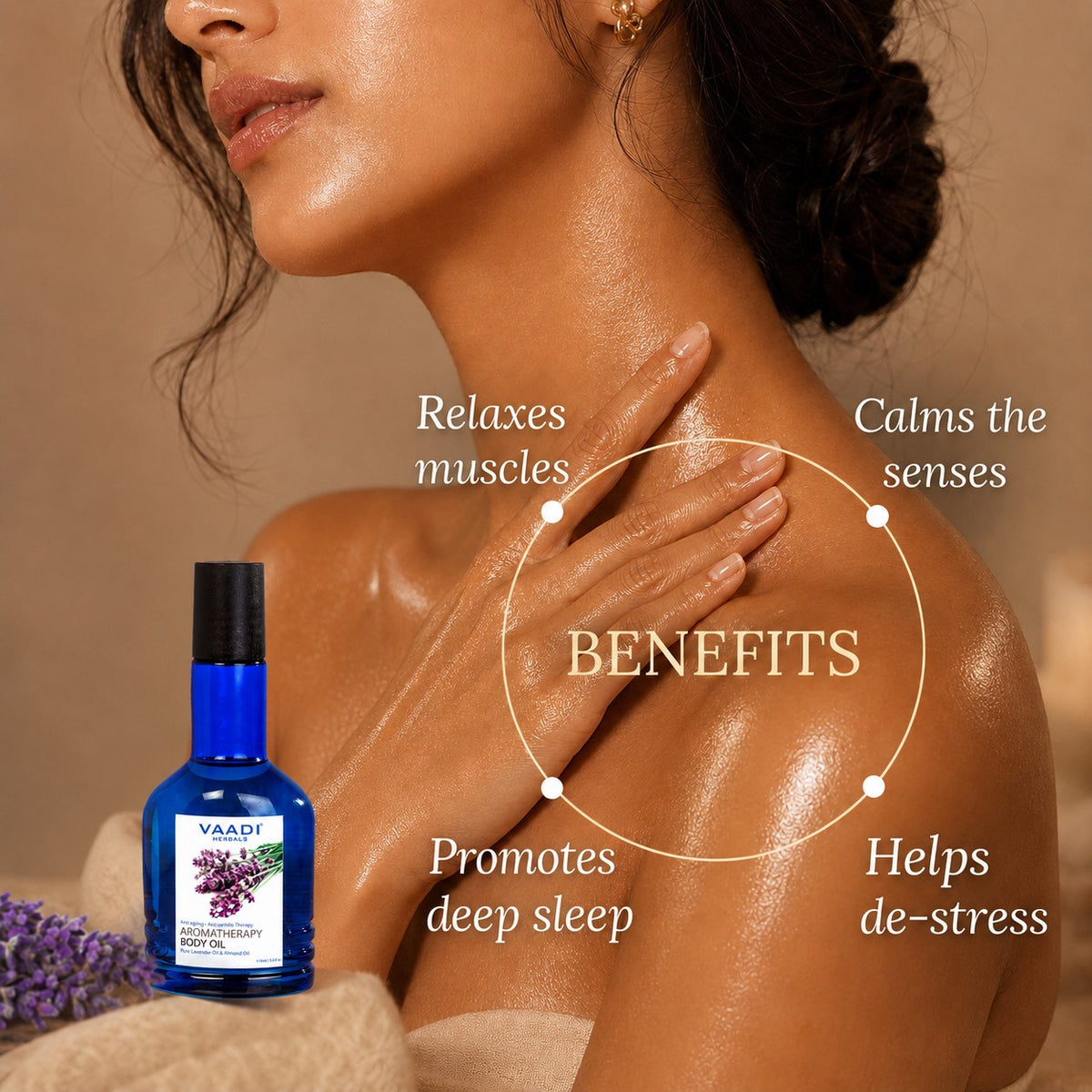 Lavender Body Oil with Almond Extract - Aromatherapy - Anti Ageing - Reduces Stress & Depression (110ml /4 fl oz)