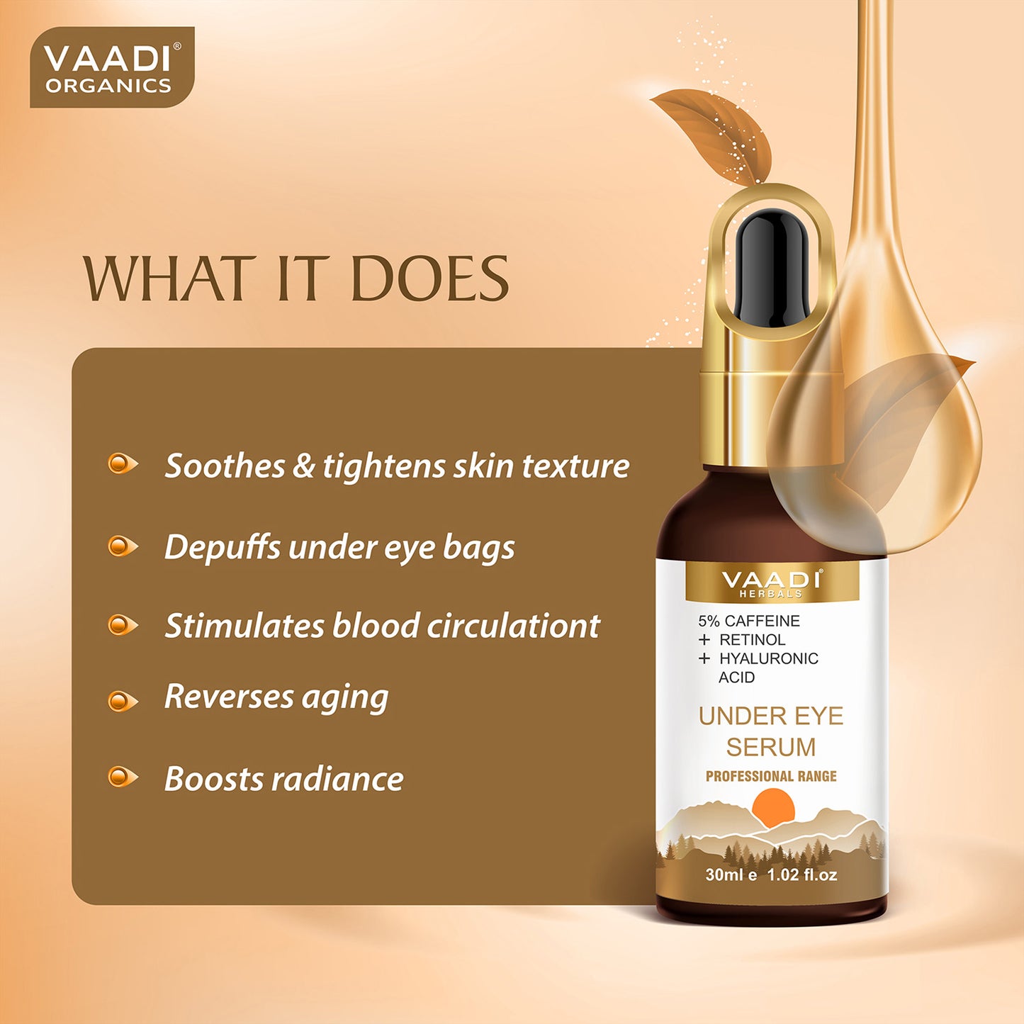 GLOWING FACE SET - AM PM COMBO- Under Eye Serum With Vitamin C Serum Combo (2 x 30 ml/ 1.2 fl oz)