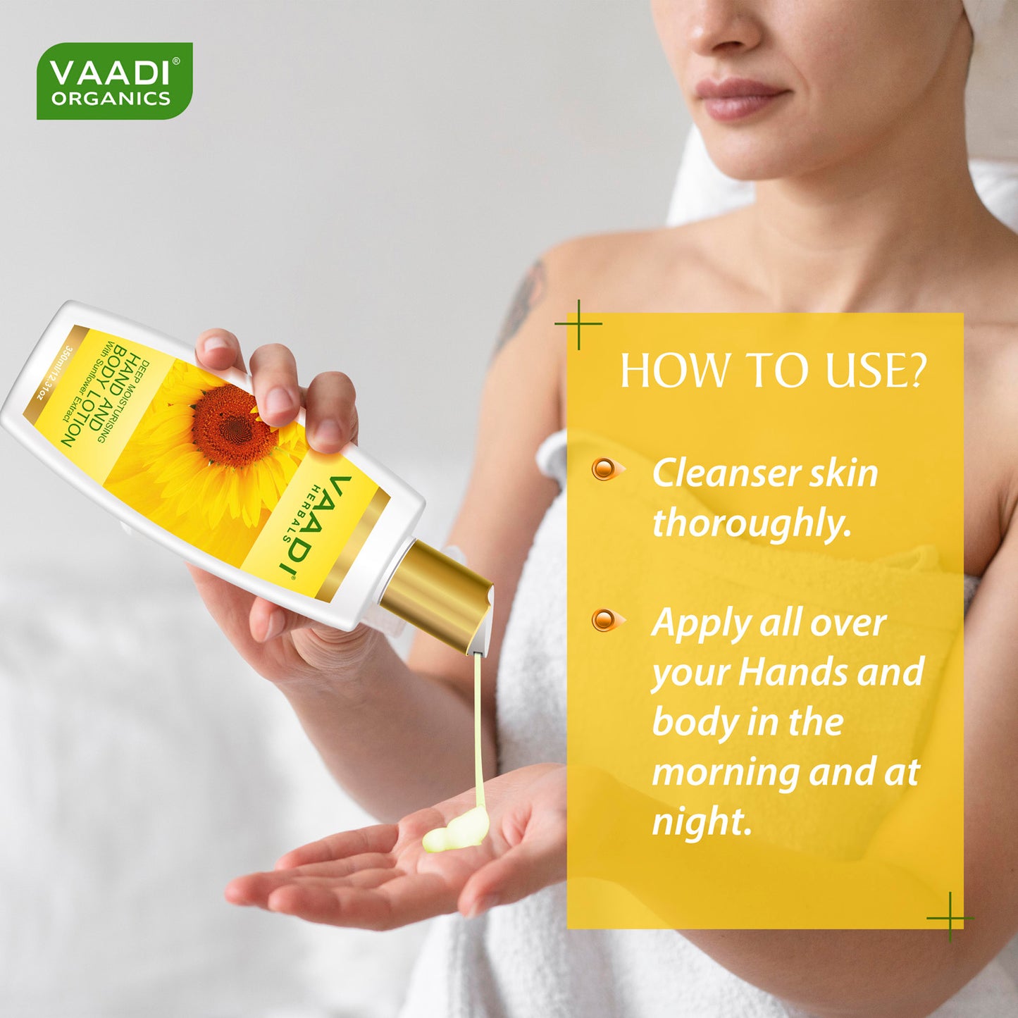 Hand & Body Lotion with Sunflower Extract - Enhances Water Retention in Skin - Keeps Skin Soft (350 ml/12 fl oz)