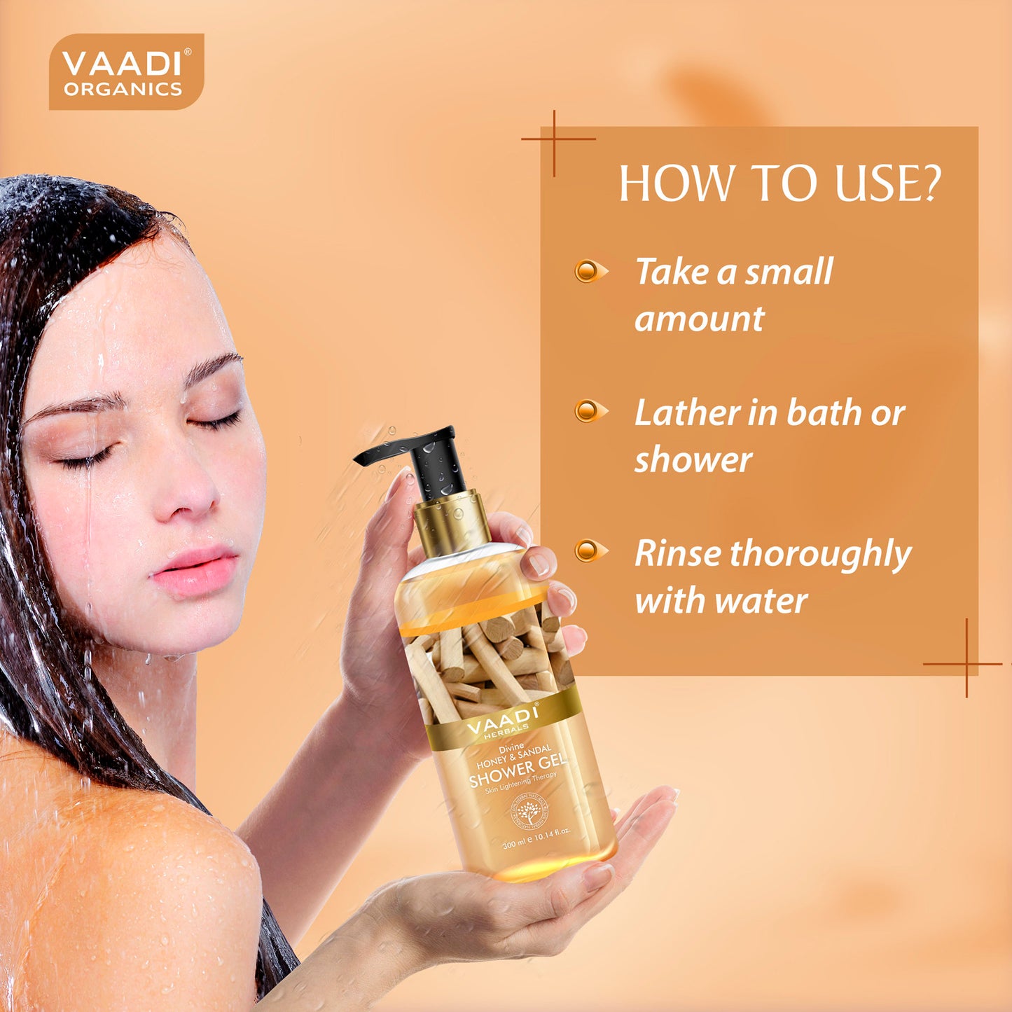 Divine Honey & Sandal Shower Gel- Skin Toning Therapy - Makes Skin Flawless (300 ml / 10.2 fl oz) (Buy 1 Get 1 Free)