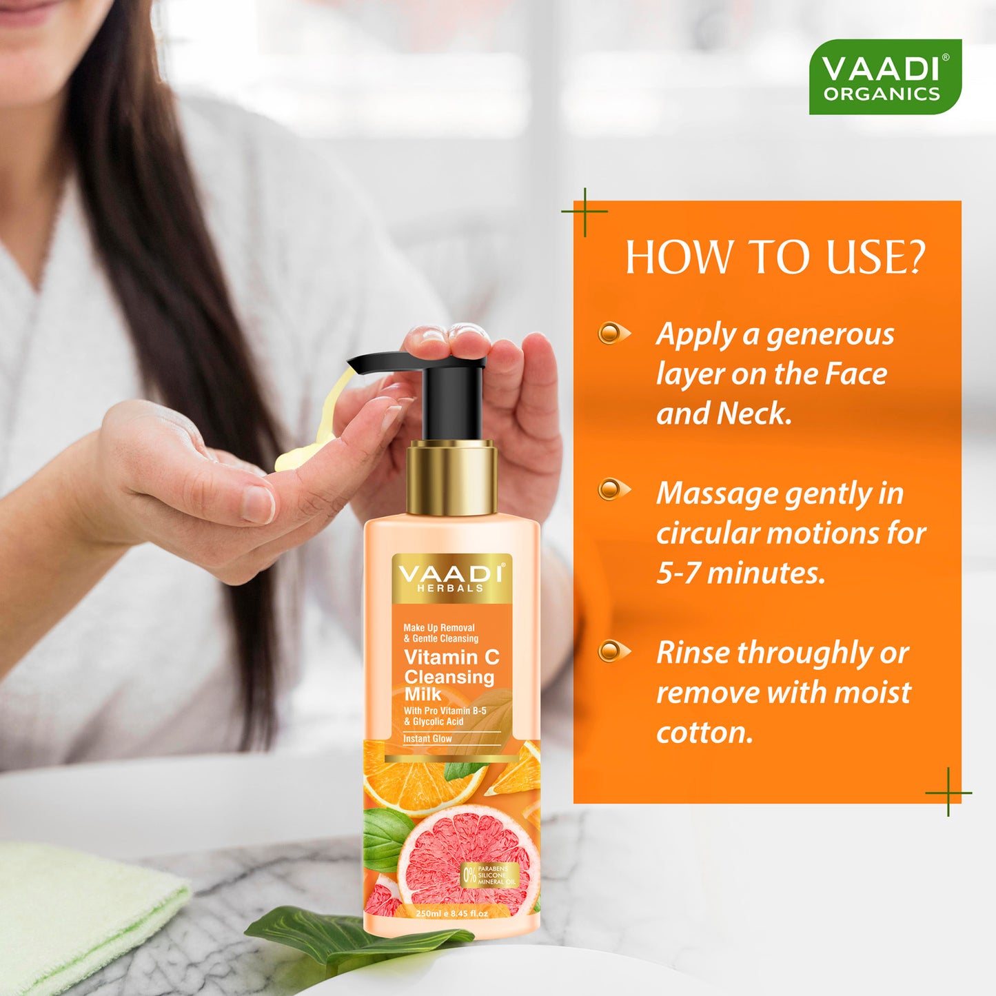 Vitamin C Cleansing Milk with Pro Vitamin B-5 & Glycolic Acid (250 ml/8.45 fl oz) (Buy 1 Get 1 Free)