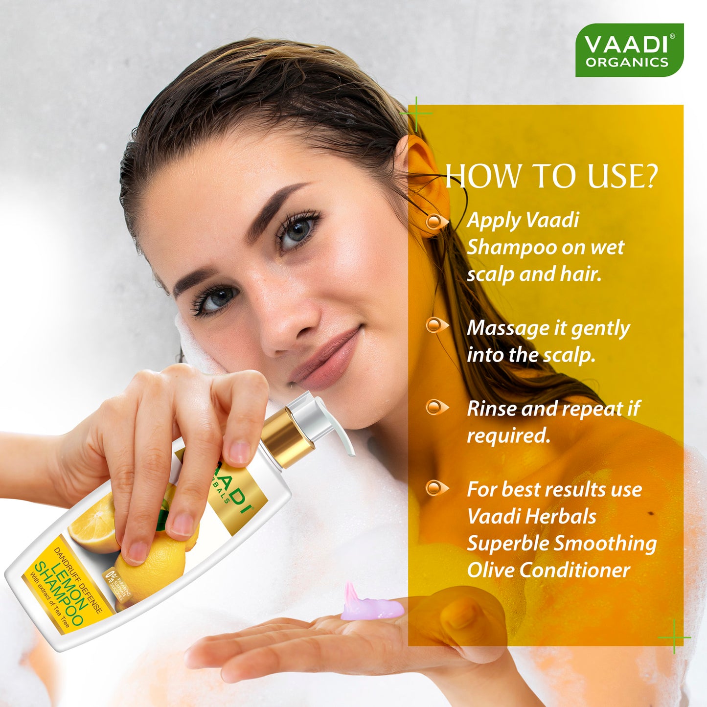 Dandruff Defense Lemon Shampoo with Tea Tree Extract - Multi Vitamin Rich Olive Conditioner with Avocado Extract (2 x 350 ml/ 12 fl oz)