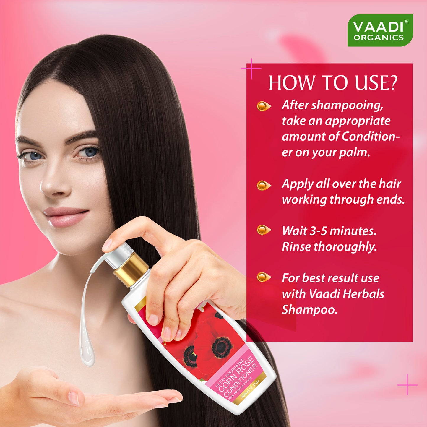Superbly Smoothing Heena Shampoo with Green Tea Extract - Ultra Nutrient Rich Corn Rose Conditioner ( 2 x 350 ml/ 12 fl oz)