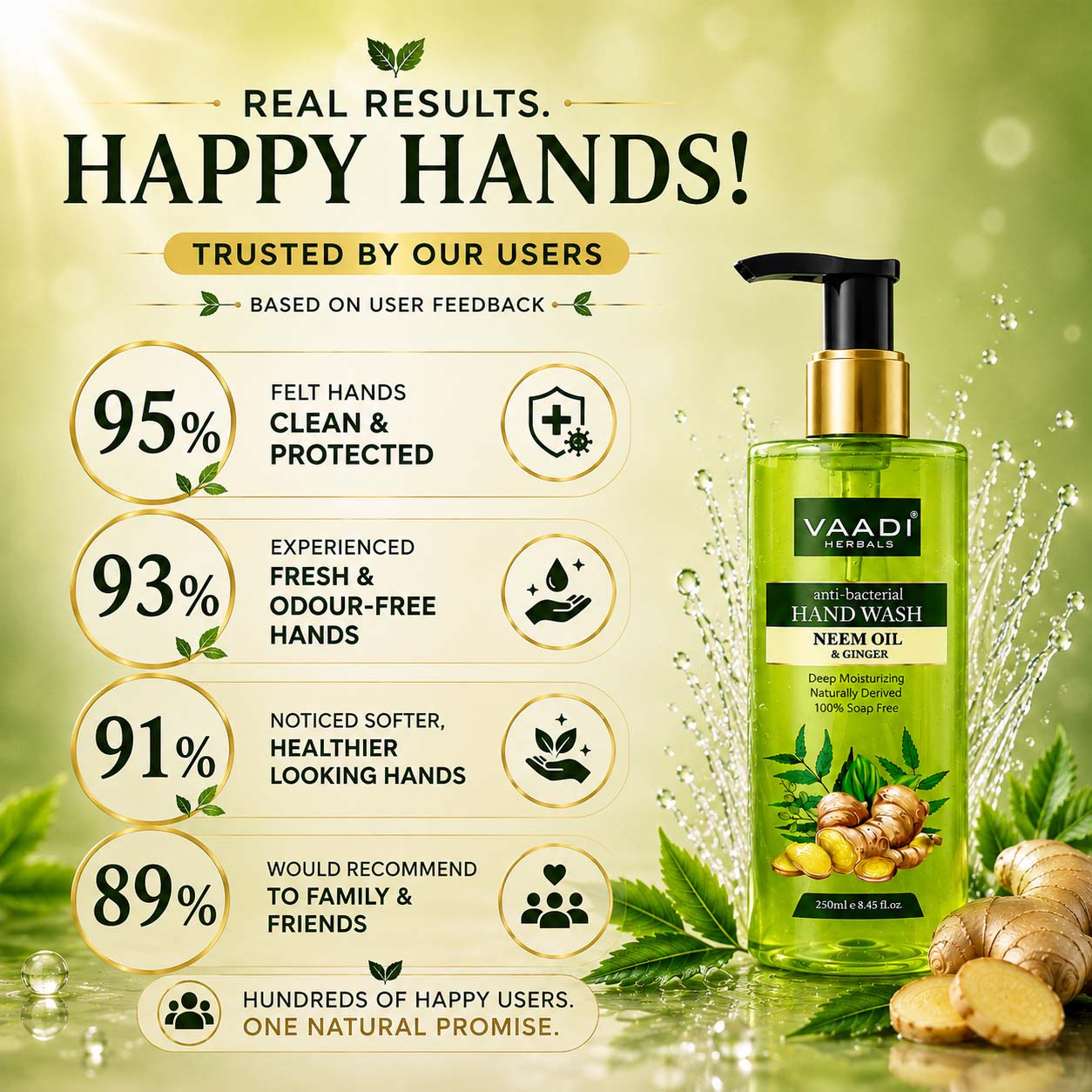Anti-Bacterial Neem Oil & Ginger Hand Wash (250 ml / 8.5 fl oz )