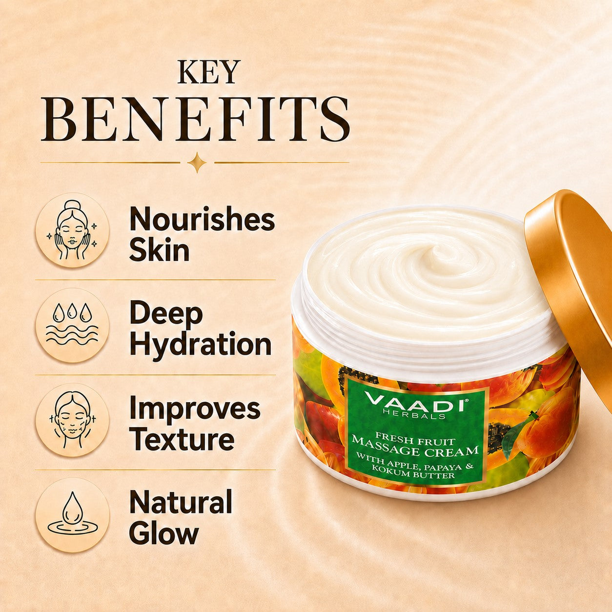 Fresh Fruit Massage Cream with Apple, Papaya & Kokum Butter - Deep Nourishes - Enhances Complexion (500 gms / 17.7 oz)